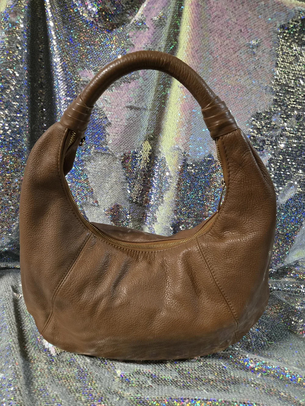 MICHAEL Michael Kors Cognac Pebbled Leather Hobo